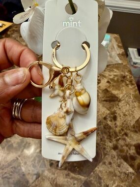 Mint Gold-tone Shell & Starfish Charm Bag-charm Keychain